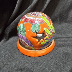 Talavera Pottery Colorful Mexican Folk Art Floral Candle Covers Decorative Dome